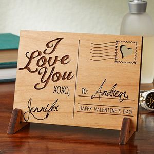 Personalized Romantic Keepsake Gifts   Sending Love Wood Postcard
