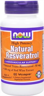 NOW Foods   Natural Resveratrol   60 Vegetarian Capsules