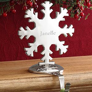 Engraved Snowflake Personalized Christmas Stocking Holder