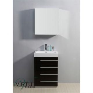 Virtu USA 24 Bailey Single Sink Bathroom Vanity with Polymarble Countertop   We