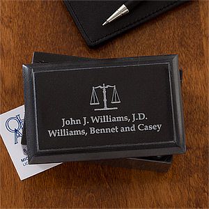 Personalized Marble Business Card Holders for Lawyers