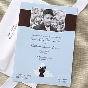 Bless This Child Boys Personalized Communion Invitations