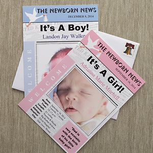 Baby Photo Birth Announcements   Newspaper Headline