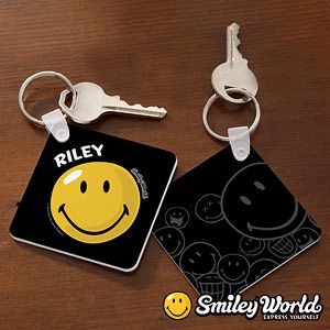 Personalized Smiley Face Key Ring