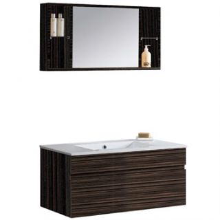 VIGO 35 inch Single Bathroom Vanity with Medicine Cabinet   Ebony