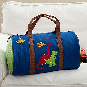 Personalized Kids Duffel Bag   Dinosaurs