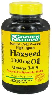 Good N Natural   Organic High Lignan Flaxseed Oil Omega 3 6 9 1000 mg.   120 Softgels