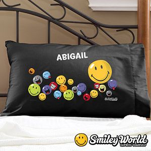 Personalized Smiley Face Pillowcases   Black