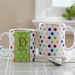 Personalized Coffee Mugs   Polka Dot