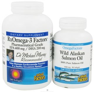 Natural Factors   RxOmega 3 Factors EPA 400 mg/DHA 200 mg BOGO (with free OmegaFactors Wild Alaskan Salmon Oil 1000 mg)   240 + 90 Softgels