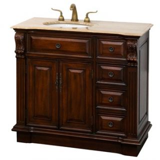 Nottingham 38 Traditional Single Bathroom Vanity with Drawers on Right   Antiqu