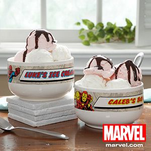 Marvel Comics Personalized Superhero Bowl   Wolverine, Spiderman, Hulk, Iron Ma