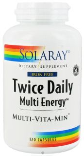 Solaray   Twice Daily Multi Energy Multi Vita Min Iron Free   120 Capsules