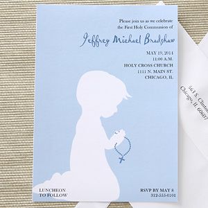 Boys Blessed Occasion Custom Printed First Communion Invitations