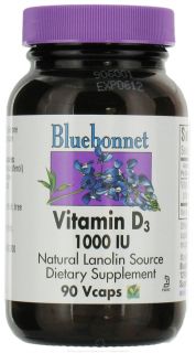 Bluebonnet Nutrition   Vitamin D3 1000 IU   90 Vegetarian Capsules