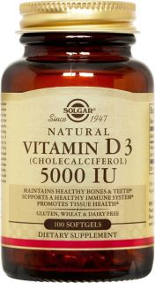 Solgar   Vitamin D3 Cholecalciferol 5000 IU   100 Softgels