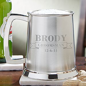 Personalized Wedding Party Beer Tankard for Groomsmen