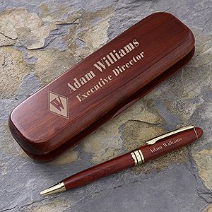Personalized Pen Set   Engraved Rosewood Executive Monogram