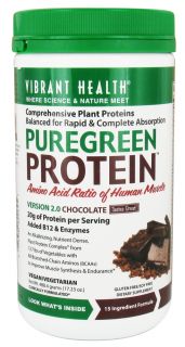 Vibrant Health   Pure Green Protein Powder Chocolate   17.23 oz.