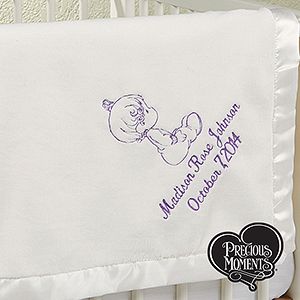 Personalized Baby Blankets for Girls   Precious Moments   Ivory