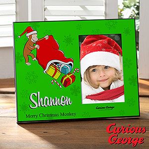 Personalized Kids Christmas Picture Frames   Curious George