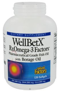 Natural Factors   WellBetX RxOmega 3 Factors with Borage Oil   120 Softgels