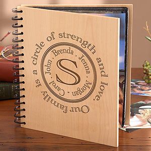 Personalized Wood Photo Albums with Engraved Family Name Initial