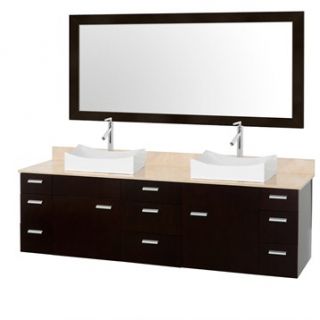 Encore 78 Double Bathroom Vanity Set   Espresso with Ivory Marble Counter and V