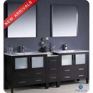 Fresca Torino 84 Espresso Modern Double Sink Bathroom Vanity with Side Cabinet