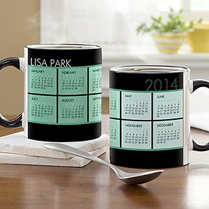 Its A Date Personalized Calendar Coffee Mugs   Black Handle