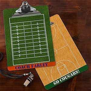 Personalized Sports Coach Dry Erase Clipboards
