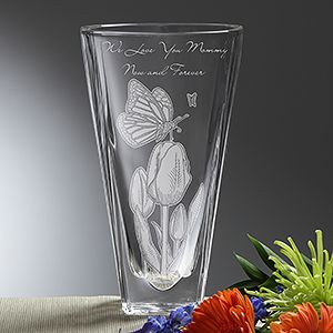 Personalized Crystal Vase   Springtime Moments