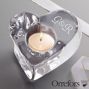 Personalized Couples Crystal Heart Votive Candle Holder