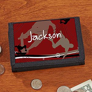 Personalized Boys Wallet   Skateboard