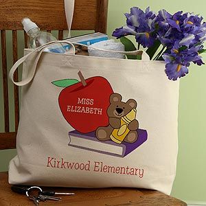 Personalized Teacher Tote Bags   Teddy Bear