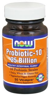 NOW Foods   Probiotic 10 25 Billion Healthy Intestinal Flora   50 Vegetarian Capsules