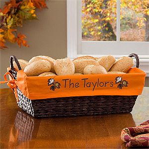 Personalized Decorative Wicker Basket   Fall Leaves