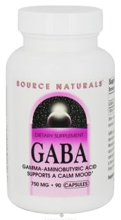 Source Naturals   GABA Gamma Aminobutyric Acid 750 mg.   90 Capsules