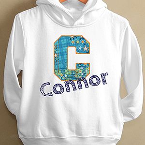 Personalized Toddlers Hooded Sweatshirt for Boys   His Name & Initial