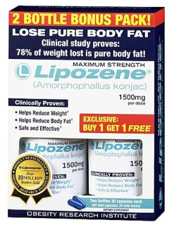 Lipozene   Amorphophallus Konjac Maximum Strength Fat Loss Supplement Bonus Pack 1500 mg.   2 Pack
