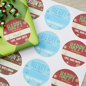 Personalized Christmas Gift Stickers   Seasons Greetings