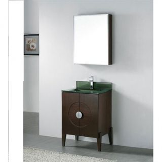 Madeli Genova 24 Bathroom Vanity with Glass Basin   Walnut