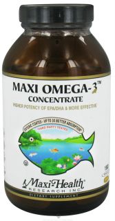 Maxi Health Research Kosher Vitamins   Maxi Omega 3 Concentrate Certified Kosher Fish Oil   180 Capsules