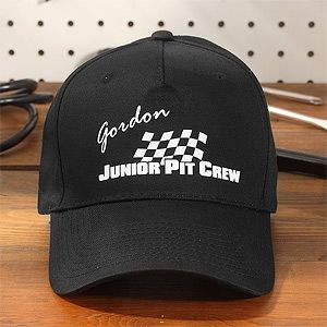 Pit Crew Personalized Car Racing Checkered Flag Kids Baseball Cap