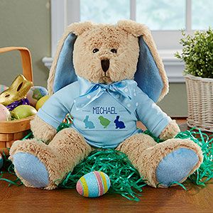 Personalized Stuffed Easter Bunny Plush Doll for Boys