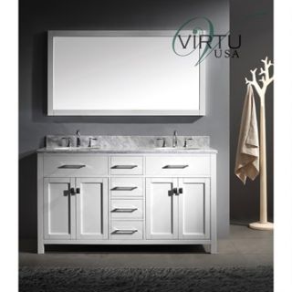 Virtu USA Caroline 60 Double Sink Bathroom Vanity   White