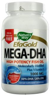 Natures Way   Mega DHA (High Potency Fish Oil) 1000 mg.   60 Softgels