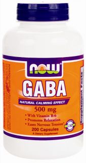 NOW Foods   GABA with Vitamin B 6 500 mg.   200 Capsules