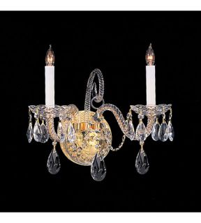 Traditional Crystal 2 Light Wall Sconces in Polished Brass 5042 PB CL MWP