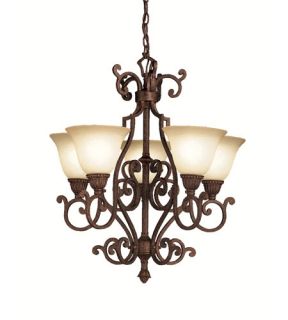 Larissa 5 Light Chandeliers in Tannery Bronze W/ Gold Accent 2049TZG